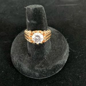 FREE SHIPPING-18K GOLD FILLED CZ STATEMENT RING